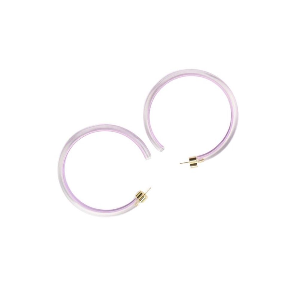 Alison Lou Womens Gold Plated Purple Lucite Skinny Jelly Hoops